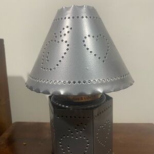 Home Interiors Punched Tin Candle Holder & Shade - Apples & Hearts Design